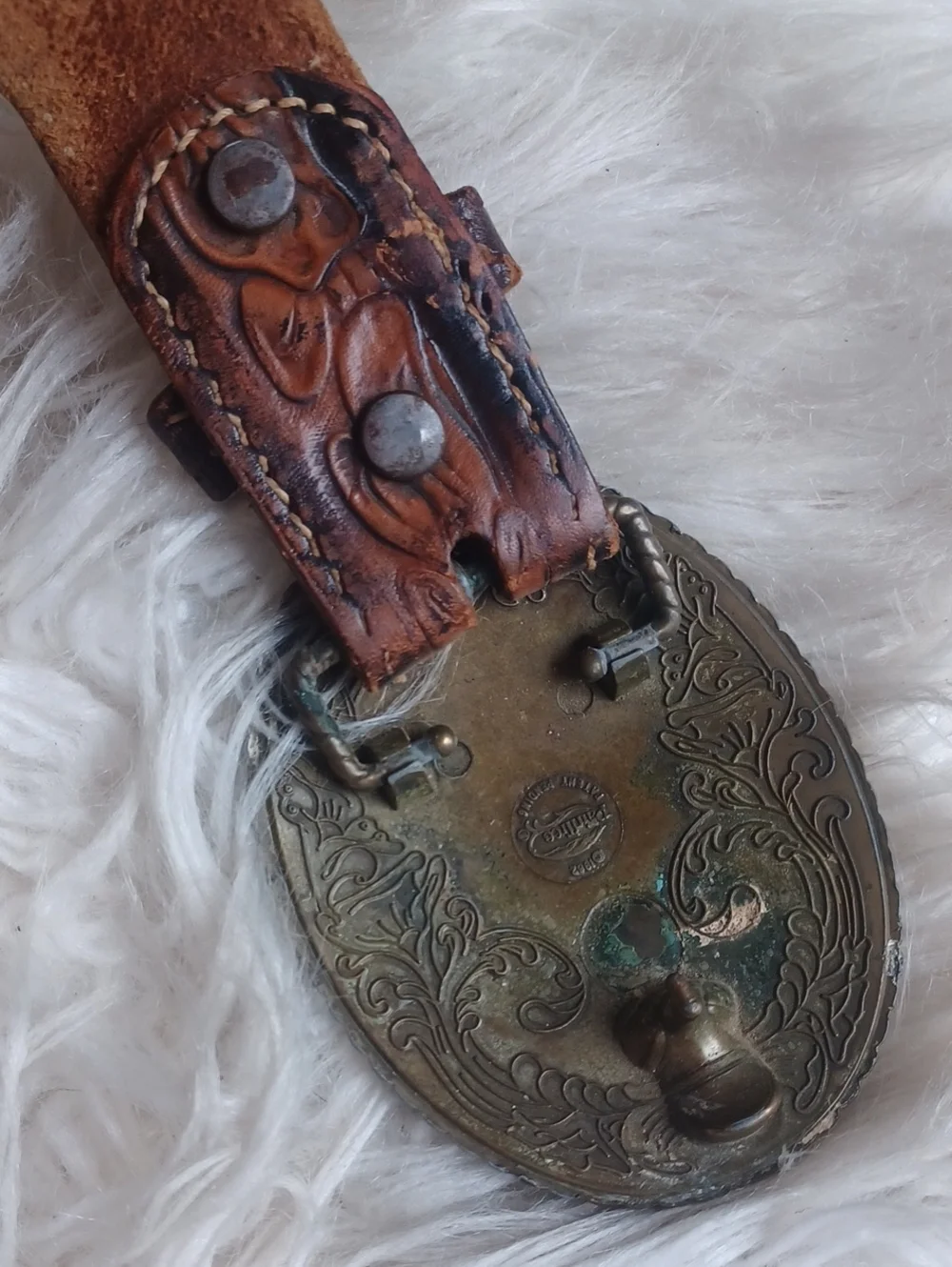 Vintage 1978 Motor Harley Davidson Leather Belt With Amazing Buckle